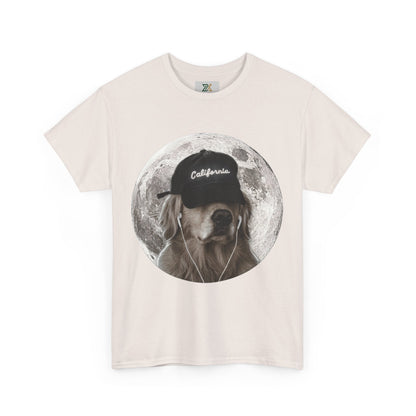Dog Moon Tee — Golden Retriever Wearing 'California' Cap Graphic T-Shirt