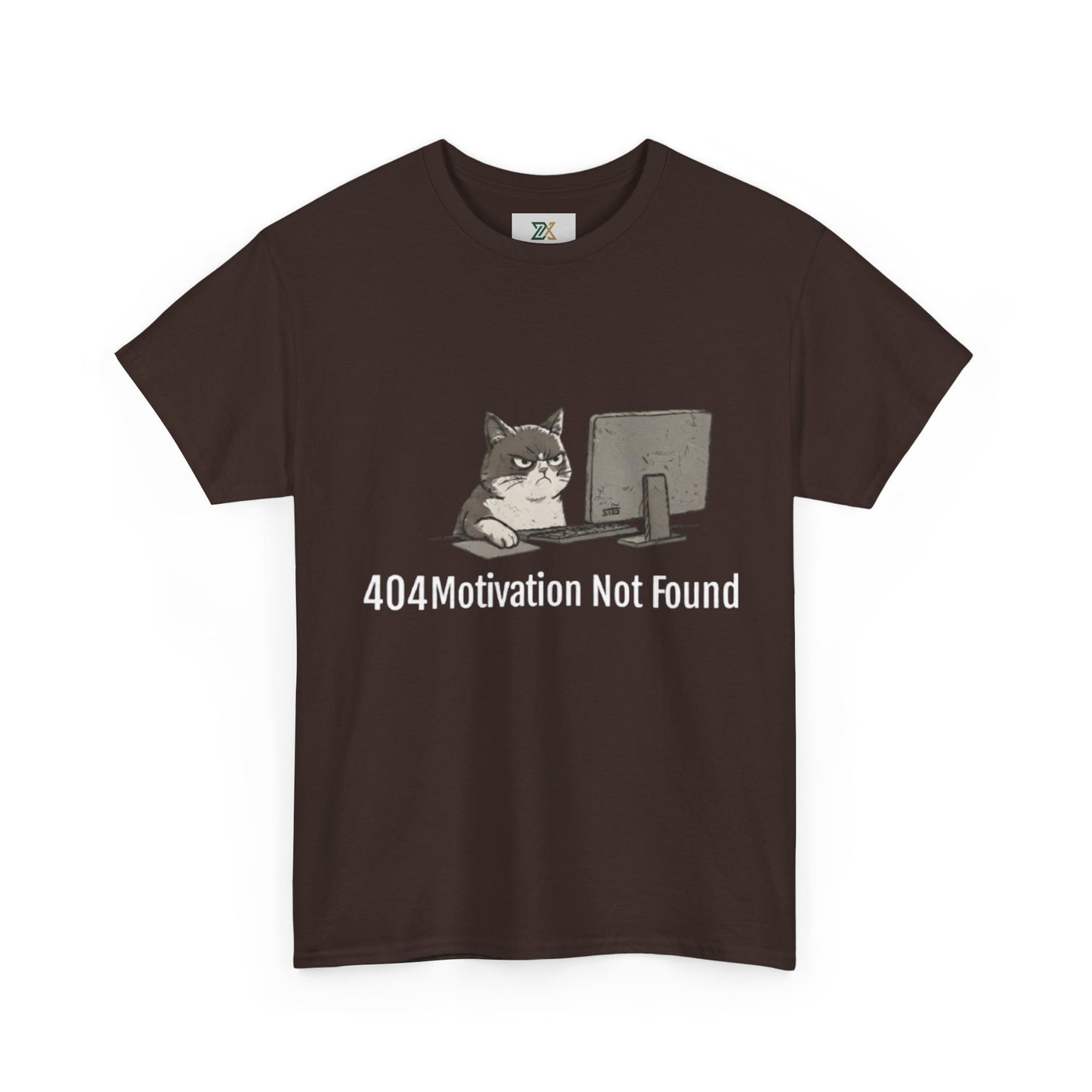Graphic Tee — "404 Motivation Not Found" Cat Computer Shirt