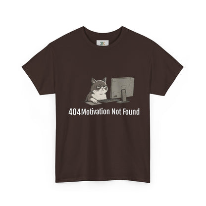 Graphic Tee — "404 Motivation Not Found" Cat Computer Shirt