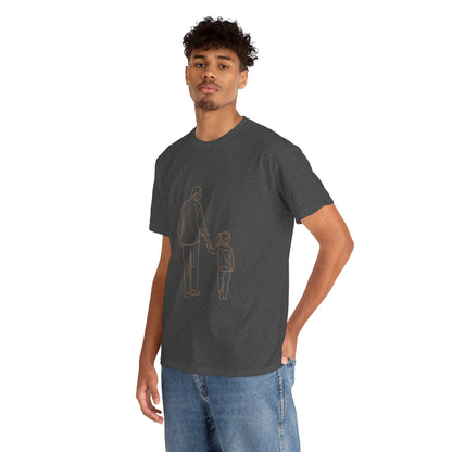 Dad and Girl — Minimal Father & Girl Illustration Tee