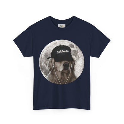Dog Moon Tee — Golden Retriever Wearing 'California' Cap Graphic T-Shirt
