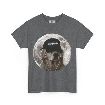 Dog Moon Tee — Golden Retriever Wearing 'California' Cap Graphic T-Shirt