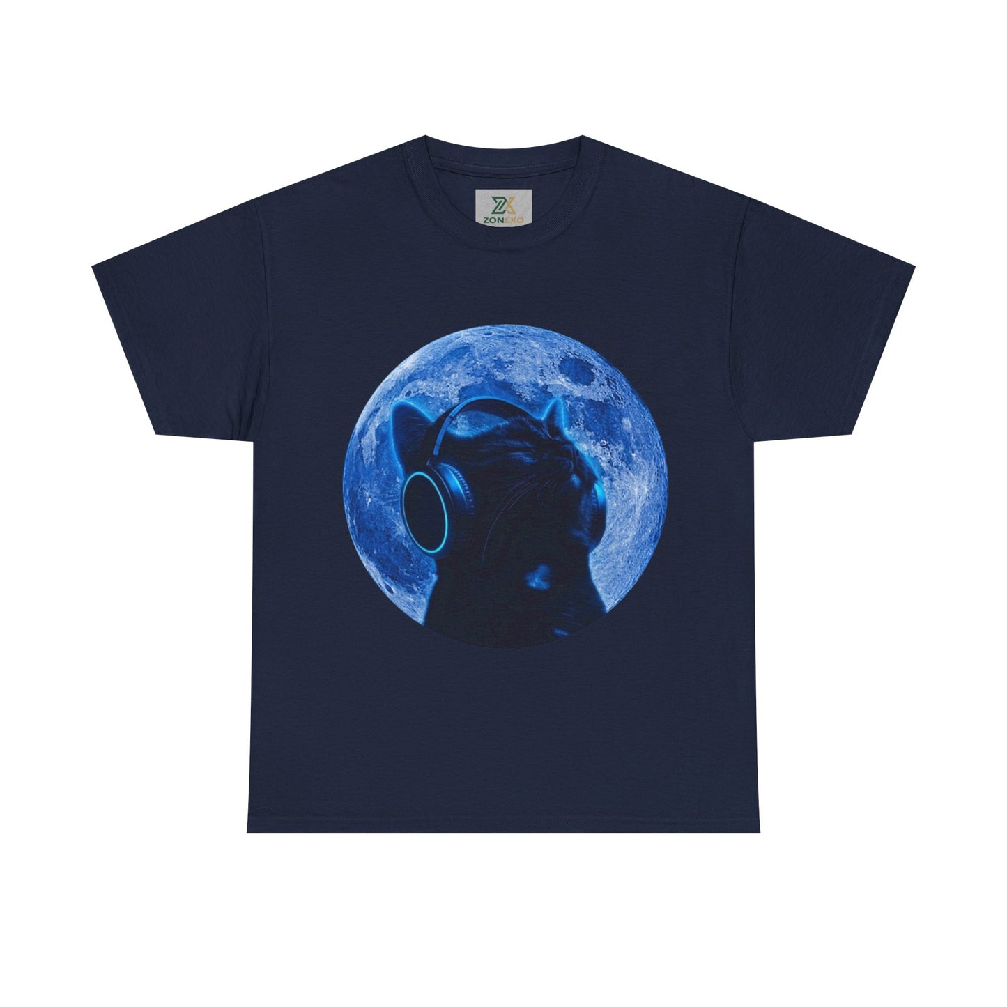 Camiseta Unisex Gato Luna Azul