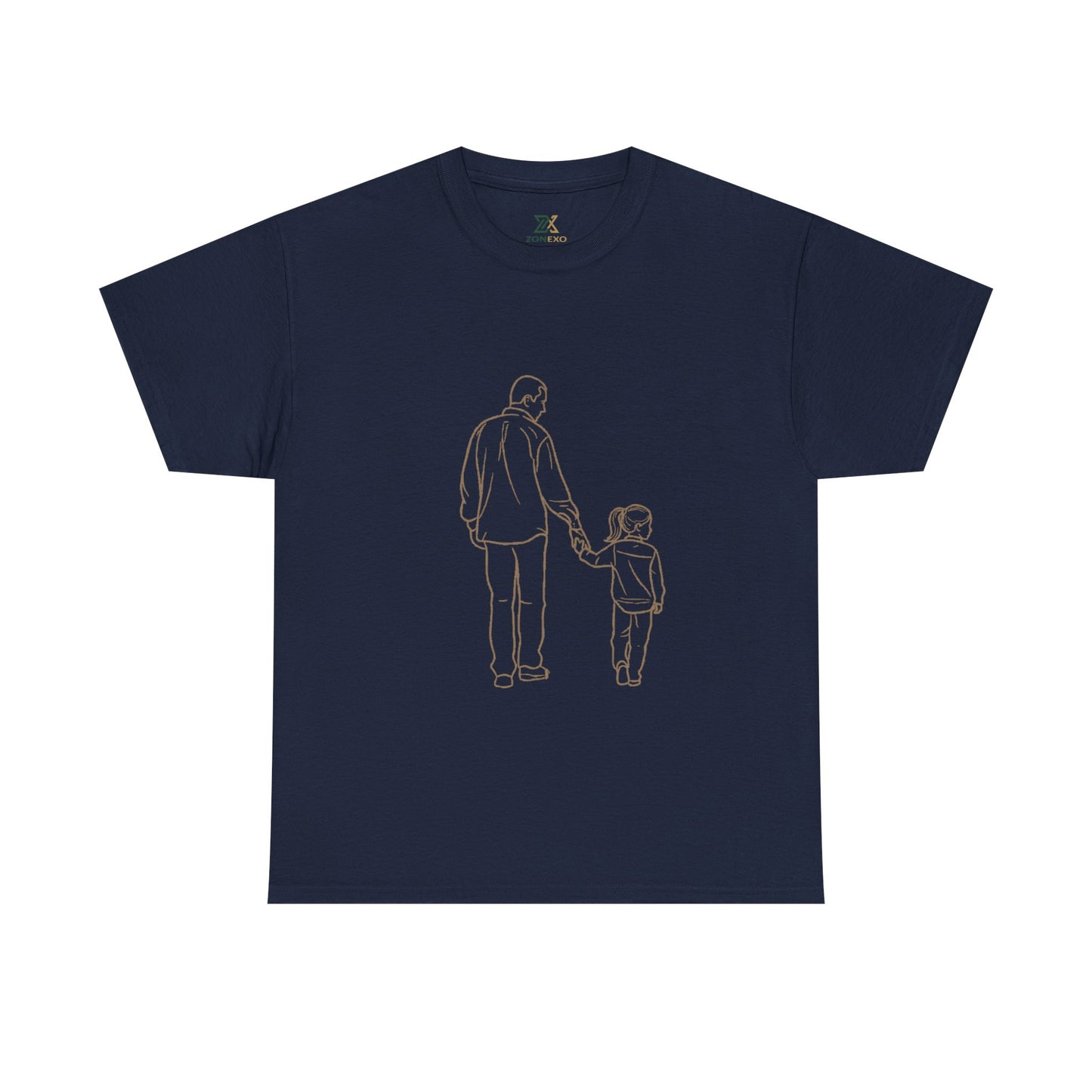 Dad and Girl — Minimal Father & Girl Illustration Tee