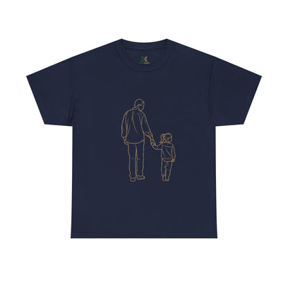 Dad and Girl — Minimal Father & Girl Illustration Tee