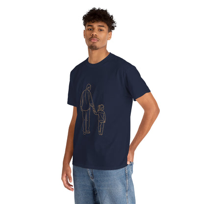 Dad and Girl — Minimal Father & Girl Illustration Tee