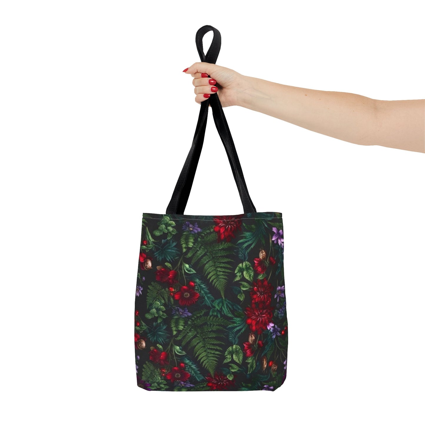 Floral Ferns Tote Bag — Dark Botanical All-Over Print
