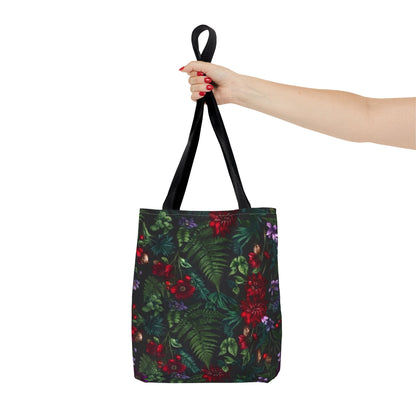 Floral Ferns Tote Bag — Dark Botanical All-Over Print