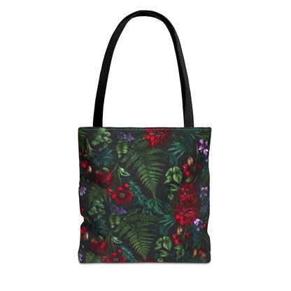 Floral Ferns Tote Bag — Dark Botanical All-Over Print
