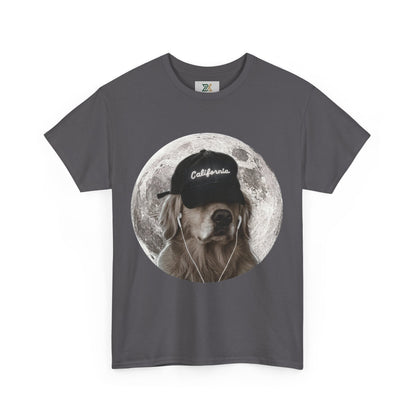 Dog Moon Tee — Golden Retriever Wearing 'California' Cap Graphic T-Shirt