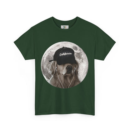 Dog Moon Tee — Golden Retriever Wearing 'California' Cap Graphic T-Shirt