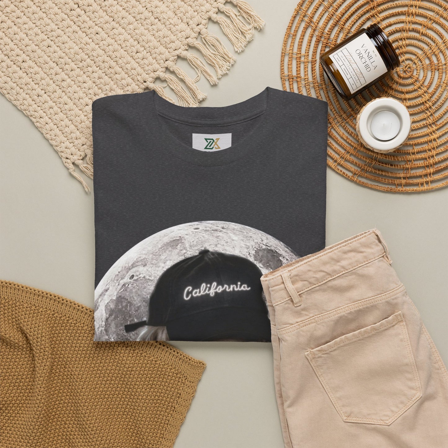 Dog Moon Tee — Golden Retriever Wearing 'California' Cap Graphic T-Shirt