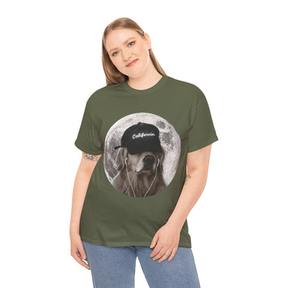 Dog Moon Tee — Golden Retriever Wearing 'California' Cap Graphic T-Shirt