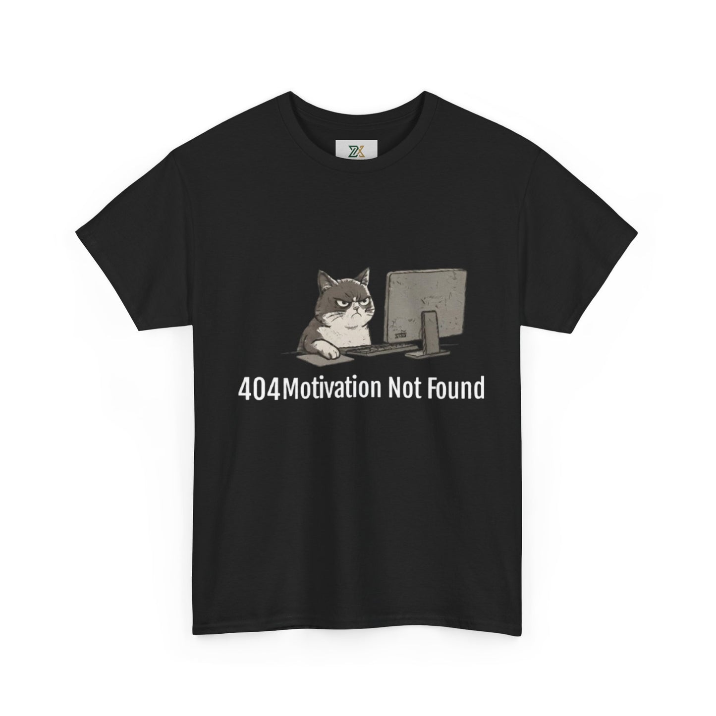 Graphic Tee — "404 Motivation Not Found" Cat Computer Shirt