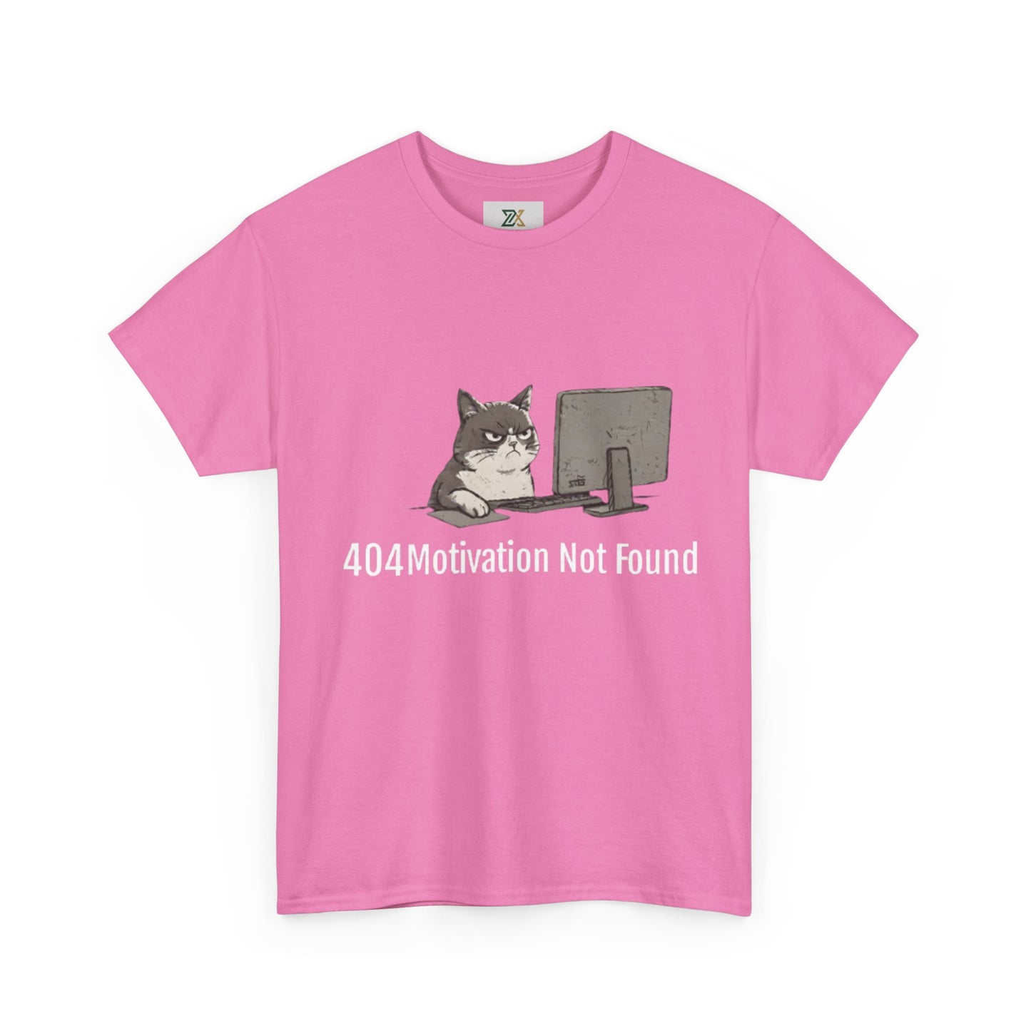Graphic Tee — "404 Motivation Not Found" Cat Computer Shirt