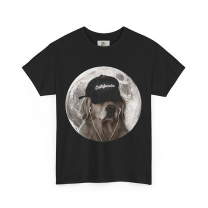 Dog Moon Tee — Golden Retriever Wearing 'California' Cap Graphic T-Shirt