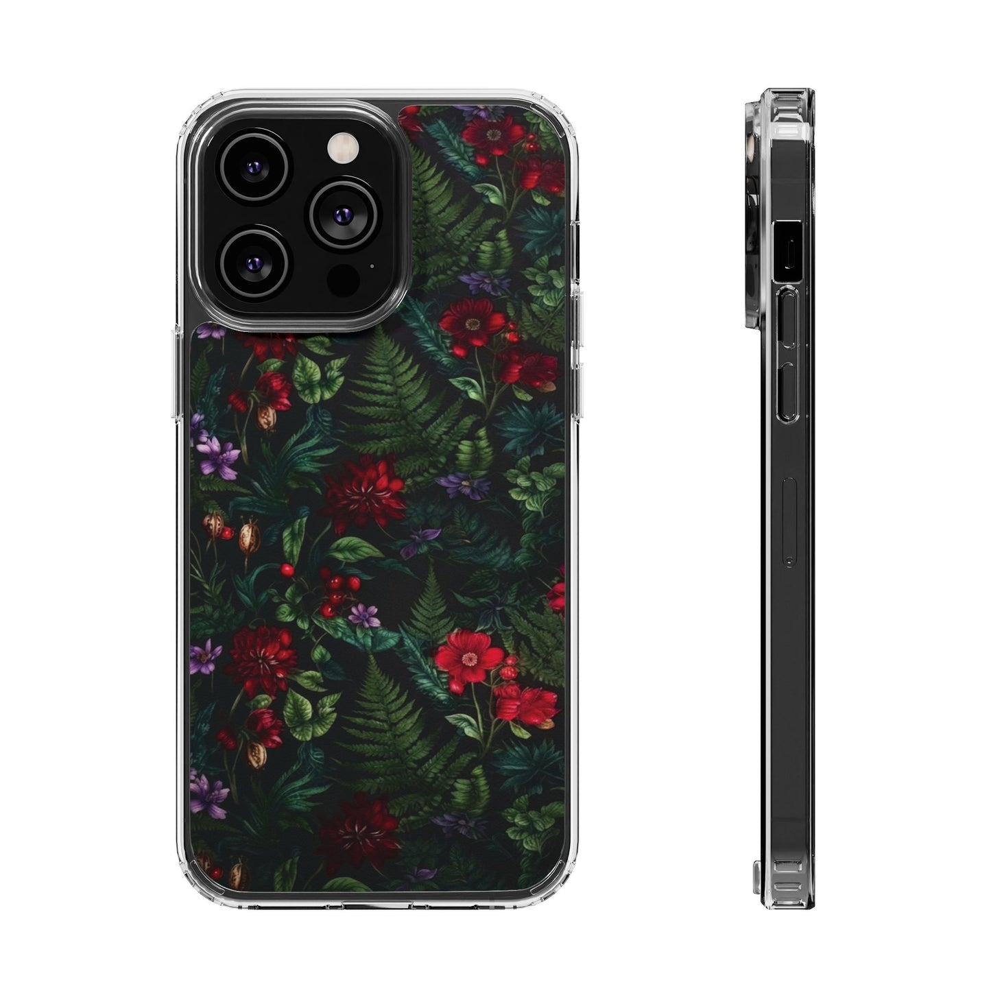 Phone Case — Dark Botanical Clear Magnetic Impact-Resistant Case