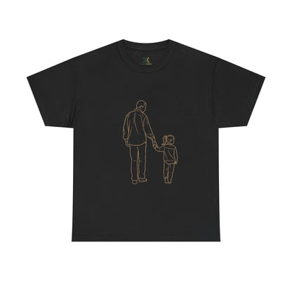 Dad and Girl — Minimal Father & Girl Illustration Tee