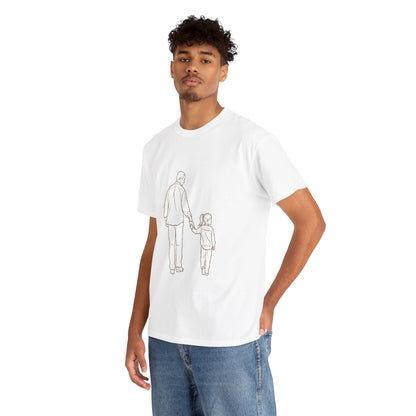 Dad and Girl — Minimal Father & Girl Illustration Tee
