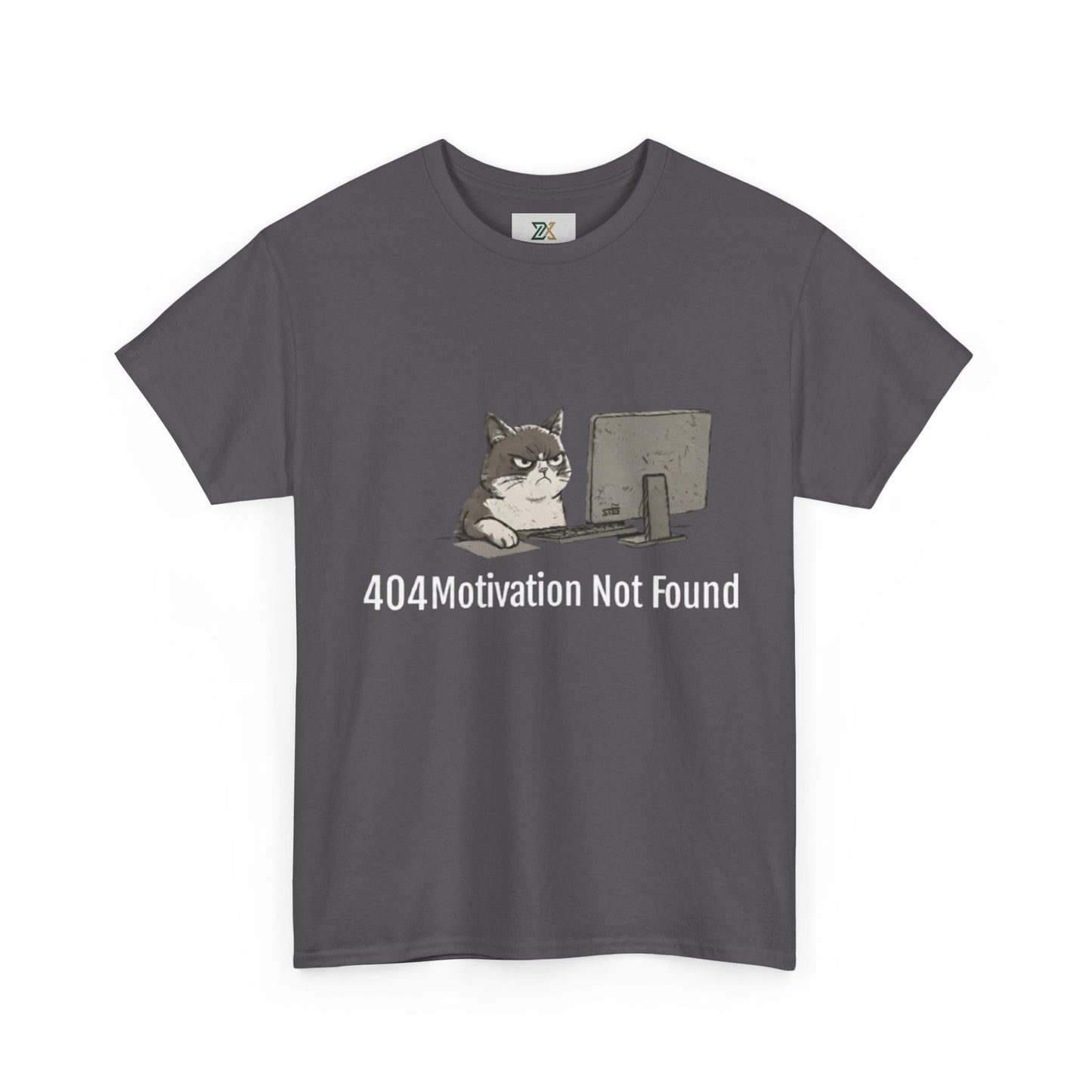 Graphic Tee — "404 Motivation Not Found" Cat Computer Shirt