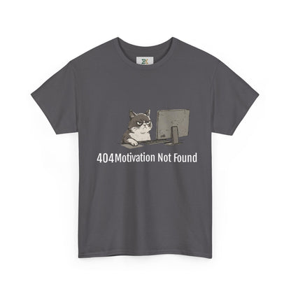 Graphic Tee — "404 Motivation Not Found" Cat Computer Shirt