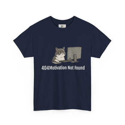 Graphic Tee — "404 Motivation Not Found" Cat Computer Shirt