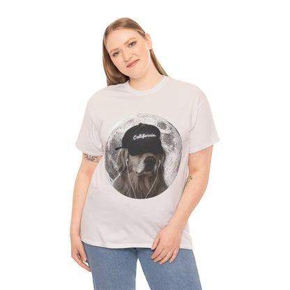 Dog Moon Tee — Golden Retriever Wearing 'California' Cap Graphic T-Shirt
