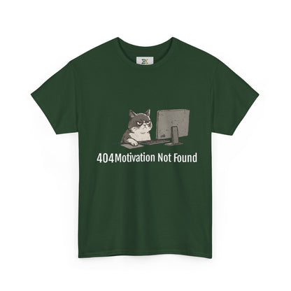 Graphic Tee — "404 Motivation Not Found" Cat Computer Shirt
