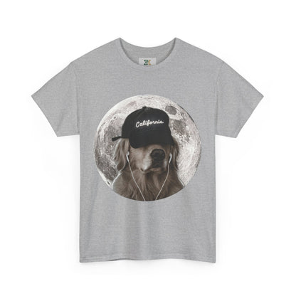 Dog Moon Tee — Golden Retriever Wearing 'California' Cap Graphic T-Shirt