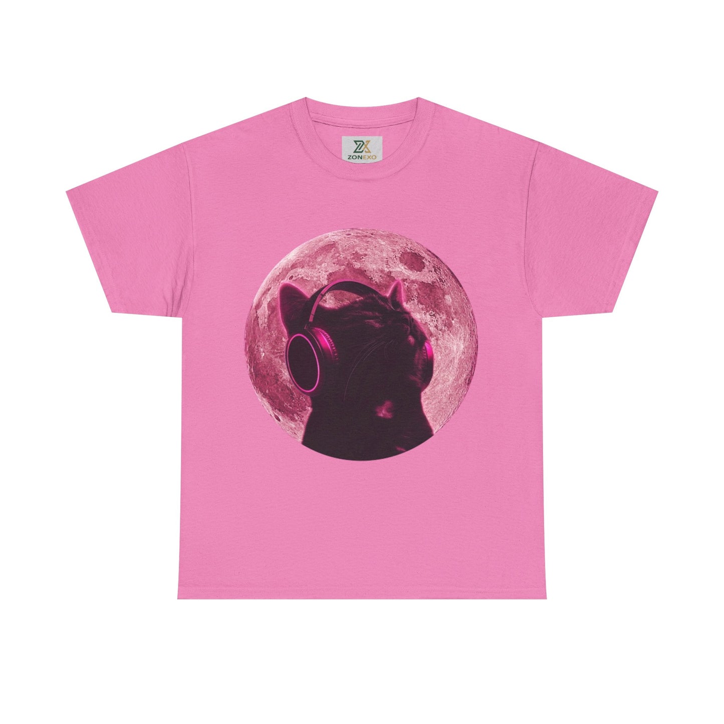 Pink Moon Cat Unisex  T-Shirt