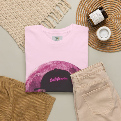 Dog Pink Moon Tee — Golden Retriever with Headphones