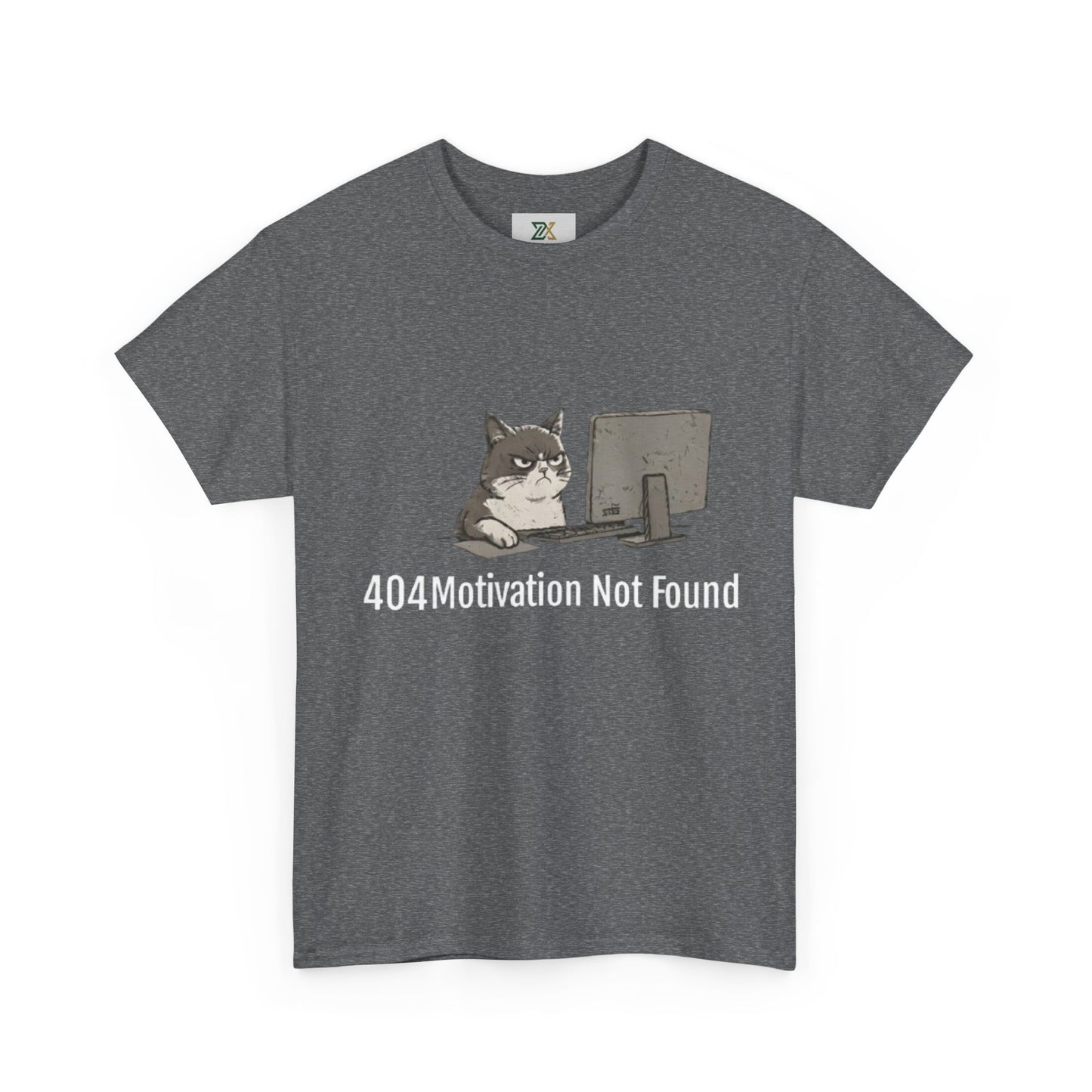 Graphic Tee — "404 Motivation Not Found" Cat Computer Shirt