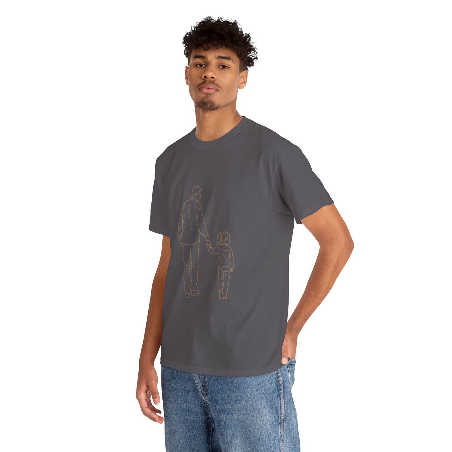 Dad and Girl — Minimal Father & Girl Illustration Tee