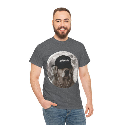 Dog Moon Tee — Golden Retriever Wearing 'California' Cap Graphic T-Shirt