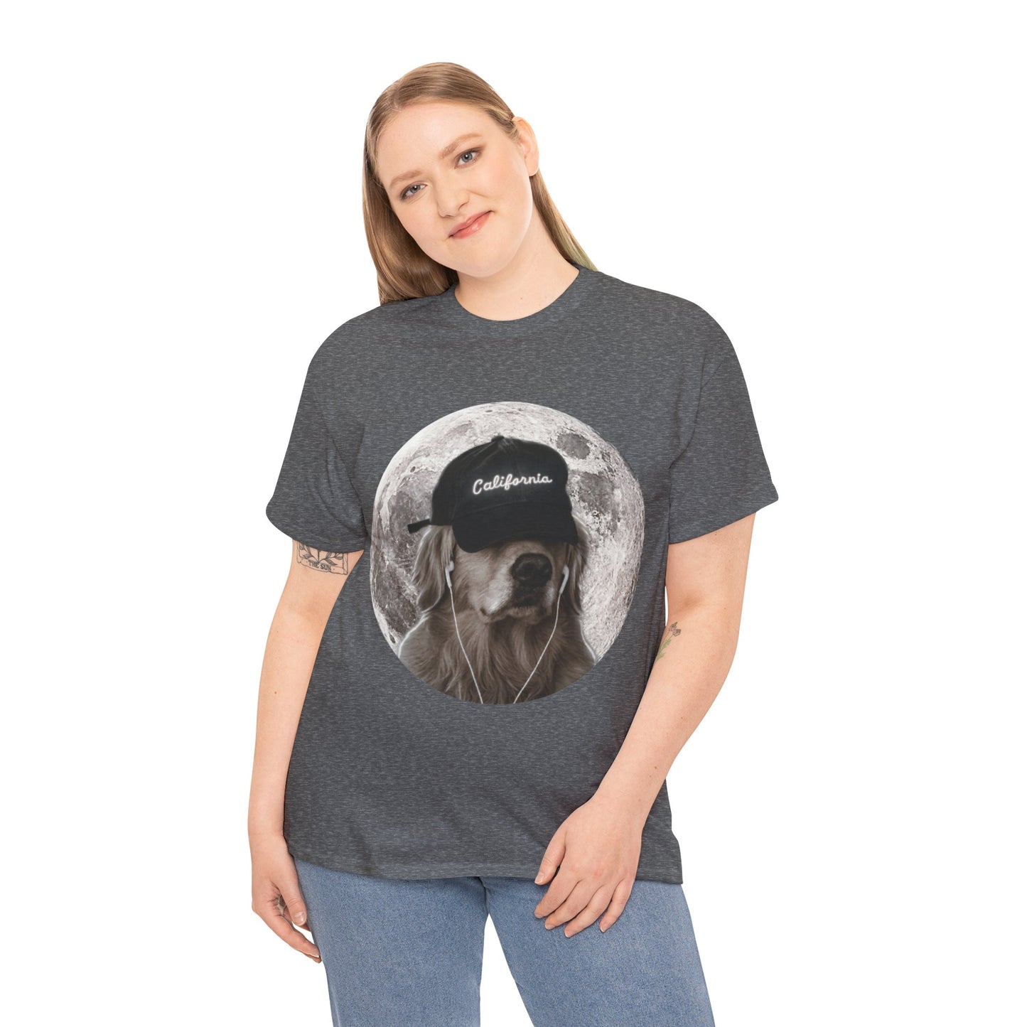Dog Moon Tee — Golden Retriever Wearing 'California' Cap Graphic T-Shirt