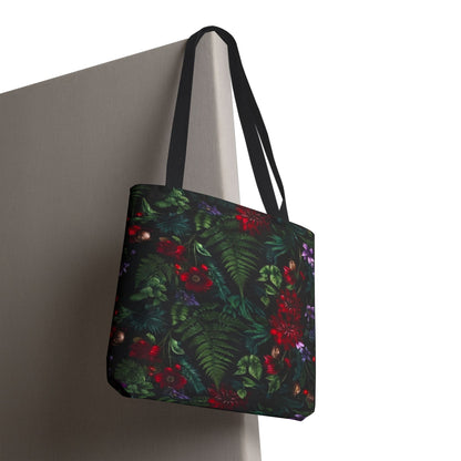 Floral Ferns Tote Bag — Dark Botanical All-Over Print