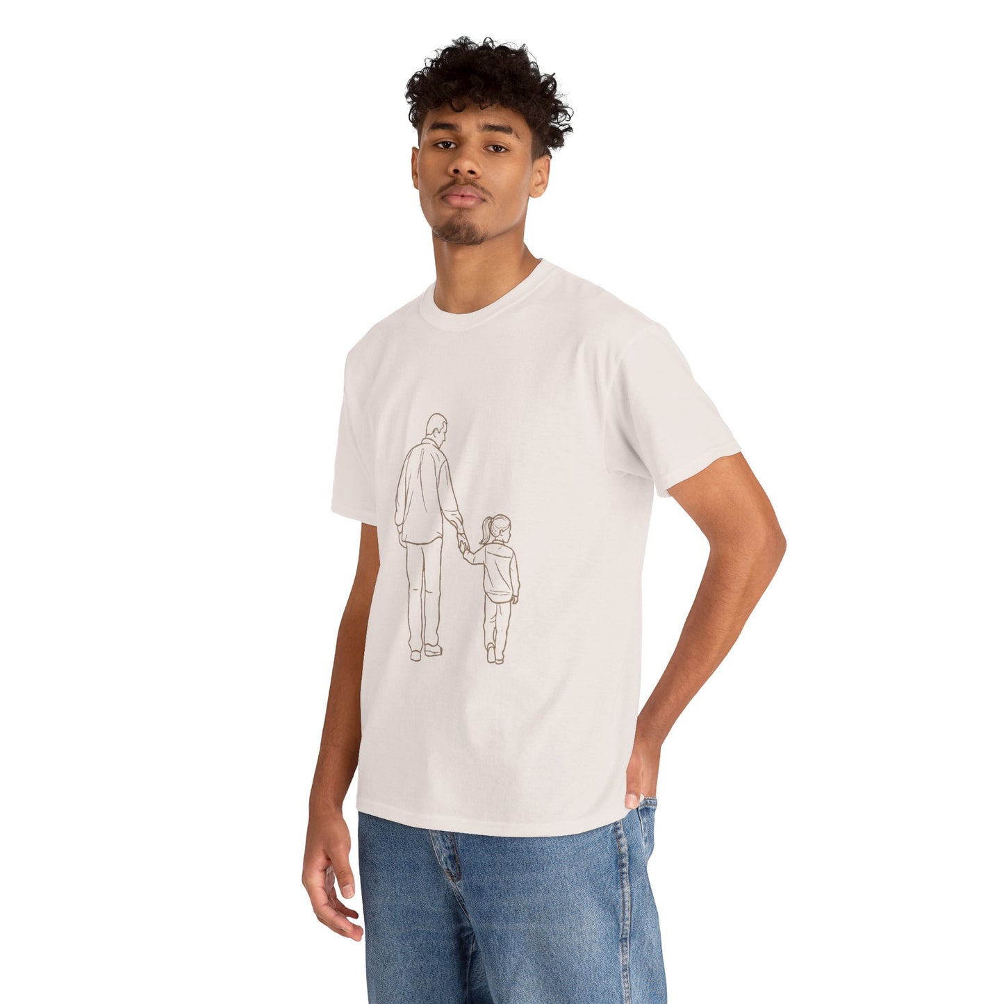 Dad and Girl — Minimal Father & Girl Illustration Tee