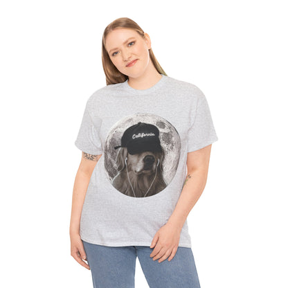 Dog Moon Tee — Golden Retriever Wearing 'California' Cap Graphic T-Shirt