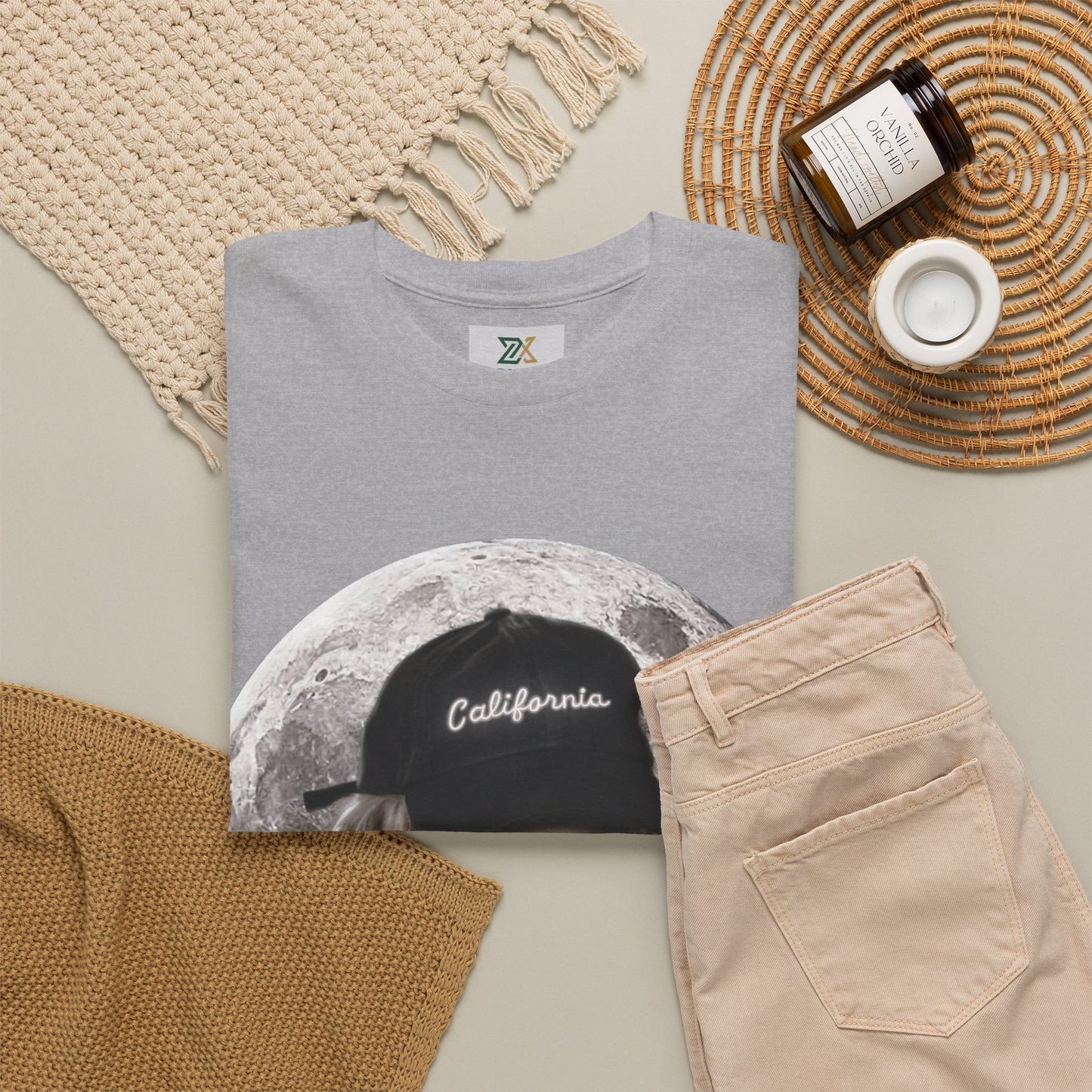 Dog Moon Tee — Golden Retriever Wearing 'California' Cap Graphic T-Shirt