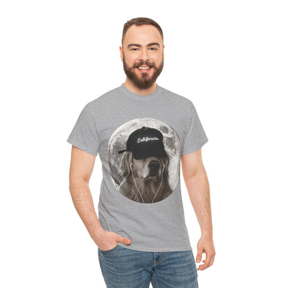 Dog Moon Tee — Golden Retriever Wearing 'California' Cap Graphic T-Shirt