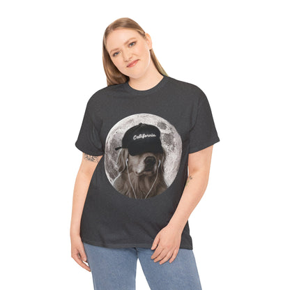 Dog Moon Tee — Golden Retriever Wearing 'California' Cap Graphic T-Shirt