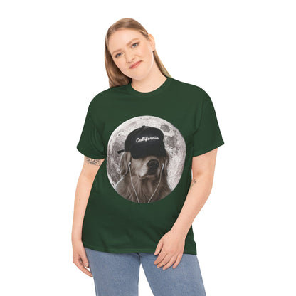 Dog Moon Tee — Golden Retriever Wearing 'California' Cap Graphic T-Shirt