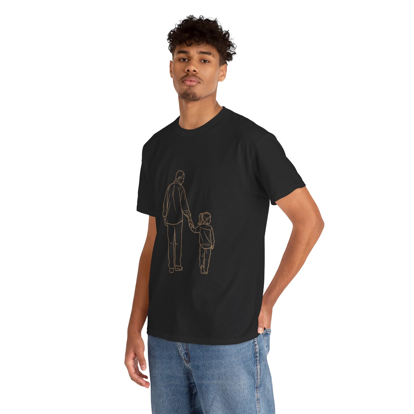 Dad and Girl — Minimal Father & Girl Illustration Tee