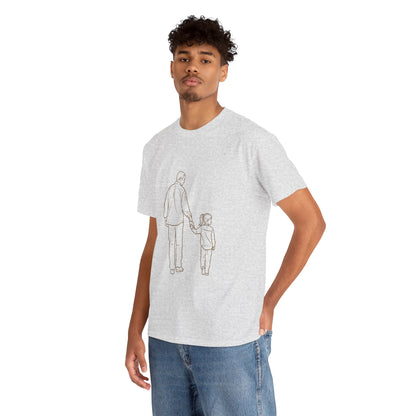 Dad and Girl — Minimal Father & Girl Illustration Tee