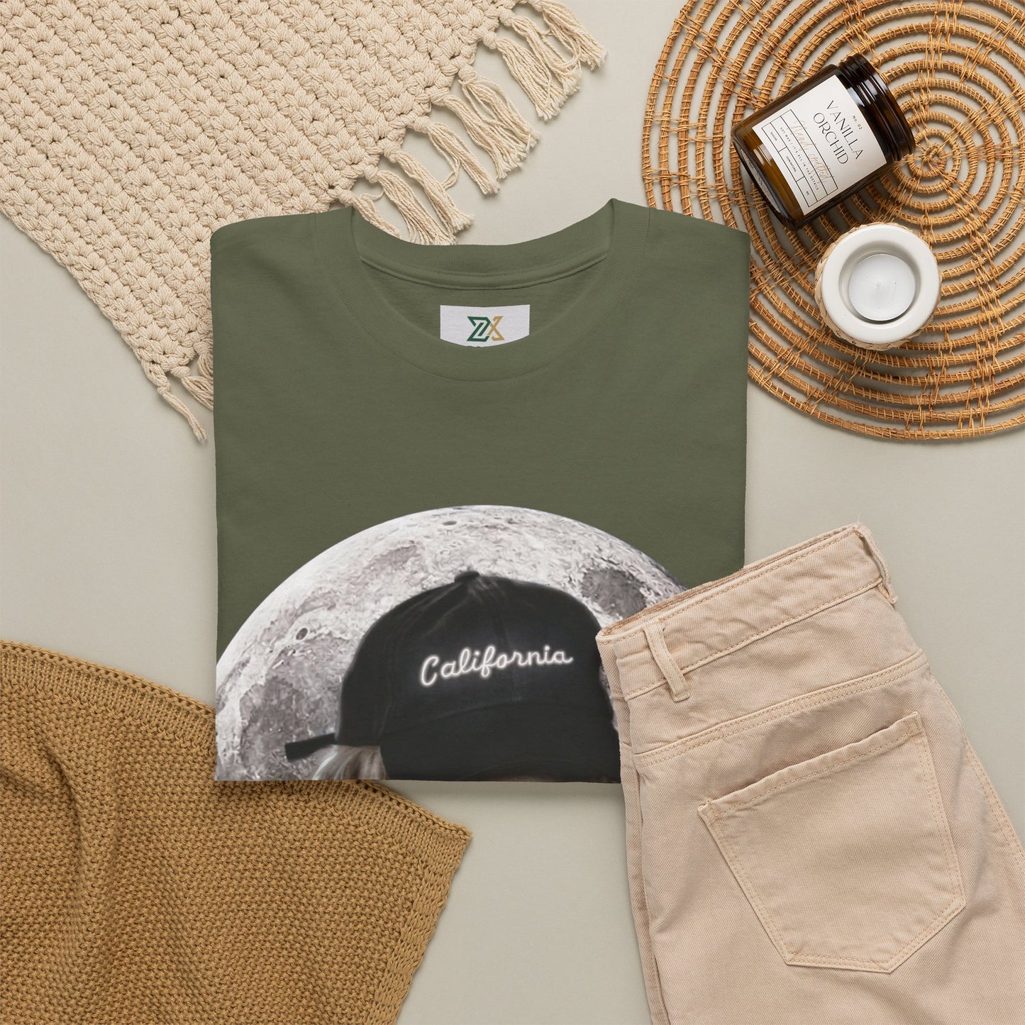 Dog Moon Tee — Golden Retriever Wearing 'California' Cap Graphic T-Shirt