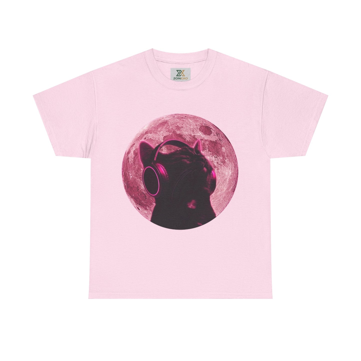 Pink Moon Cat Unisex  T-Shirt