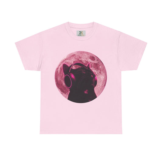 Pink Moon Cat Unisex  T-Shirt