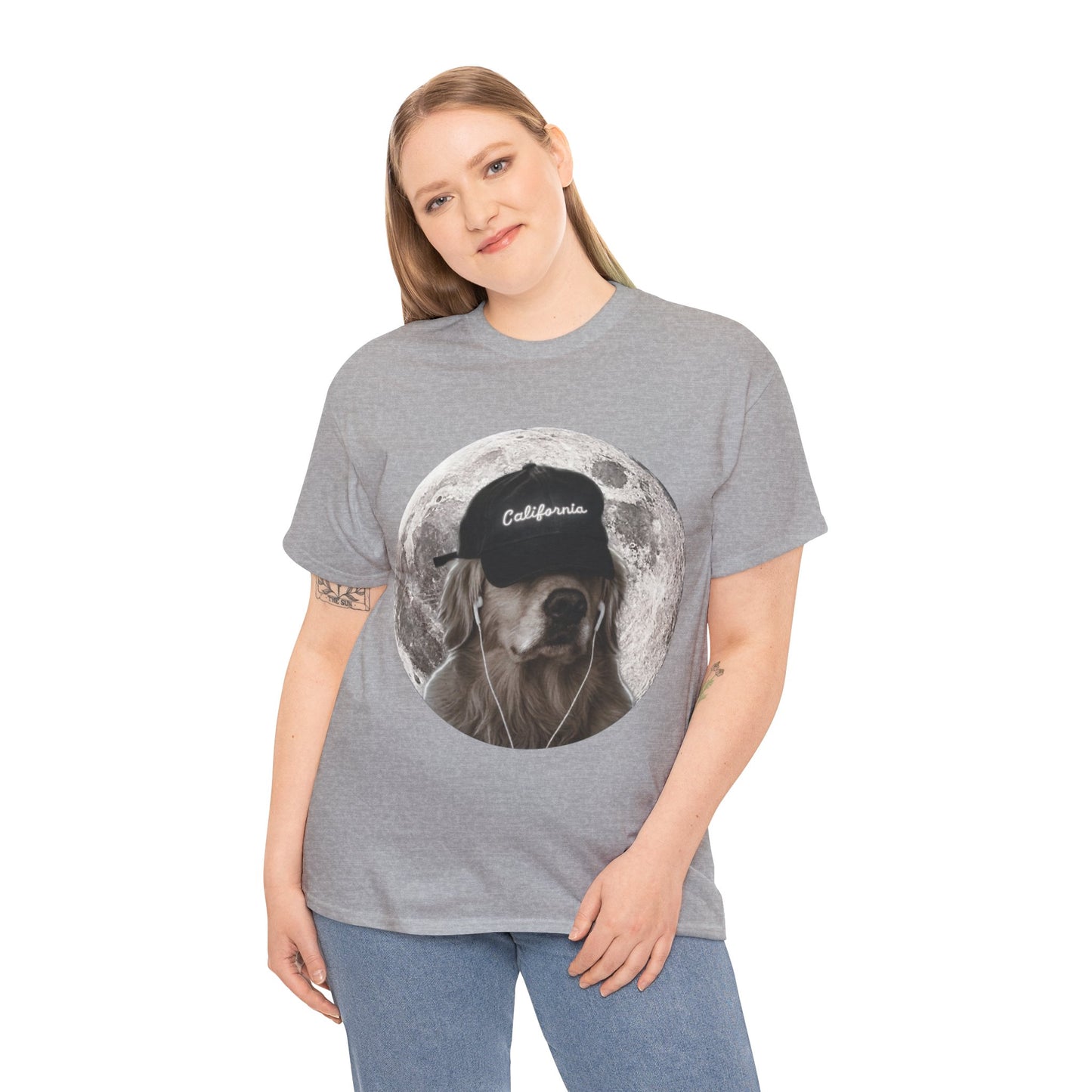 Dog Moon Tee — Golden Retriever Wearing 'California' Cap Graphic T-Shirt