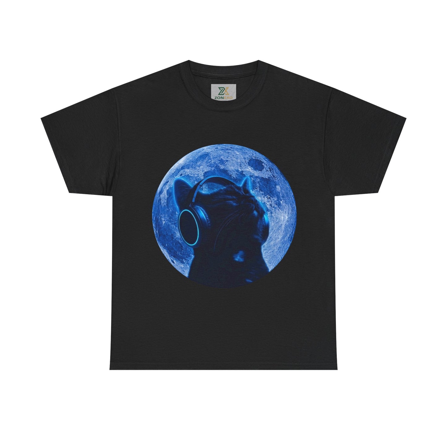 Camiseta Unisex Gato Luna Azul