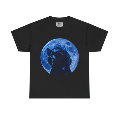 Camiseta Unisex Gato Luna Azul